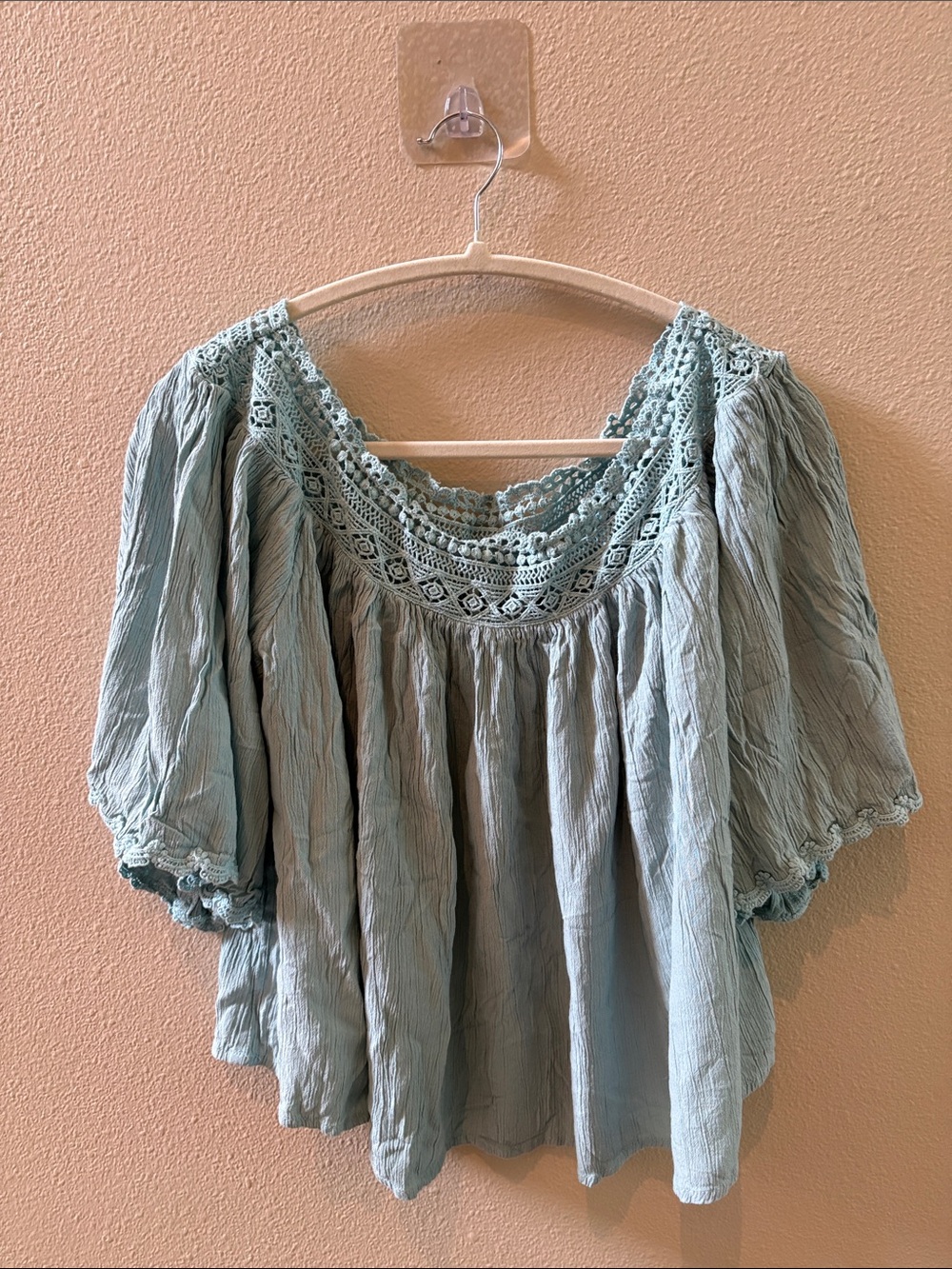Anthropologie Crochet-Trim Boho Peasant Blouse